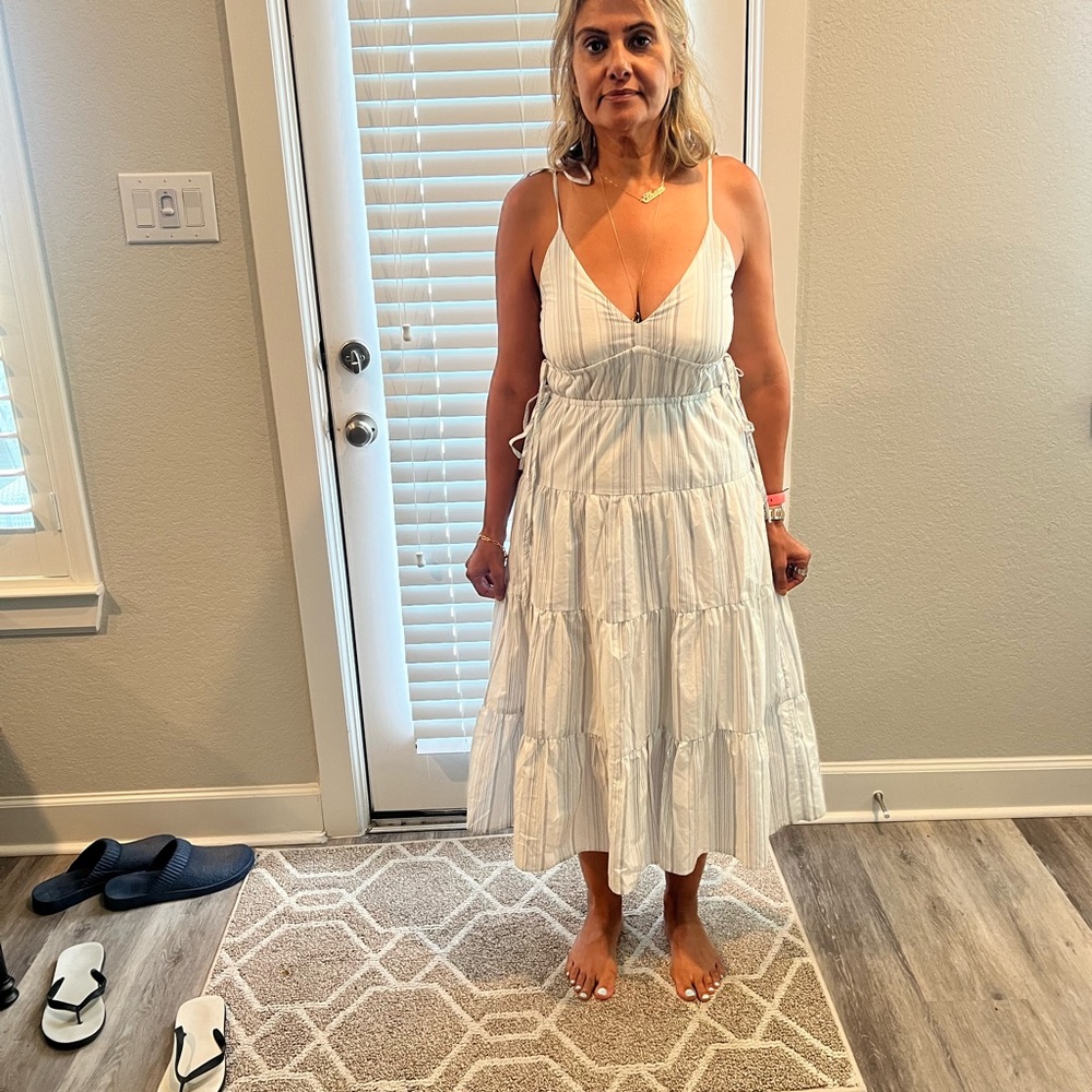 Rails Julia White and Gray Striped Midi Dress - Picture 2 of 7